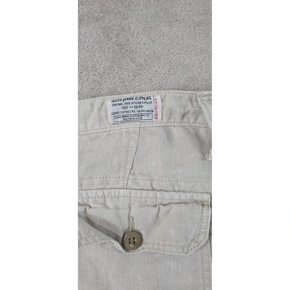 Lucky Brand originals shorts Mens 38 Beige 100% linen drawstring